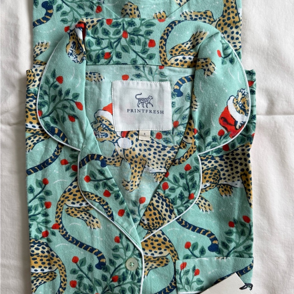 NWT Printfresh Mint Green Leopard Pajama Set in size S